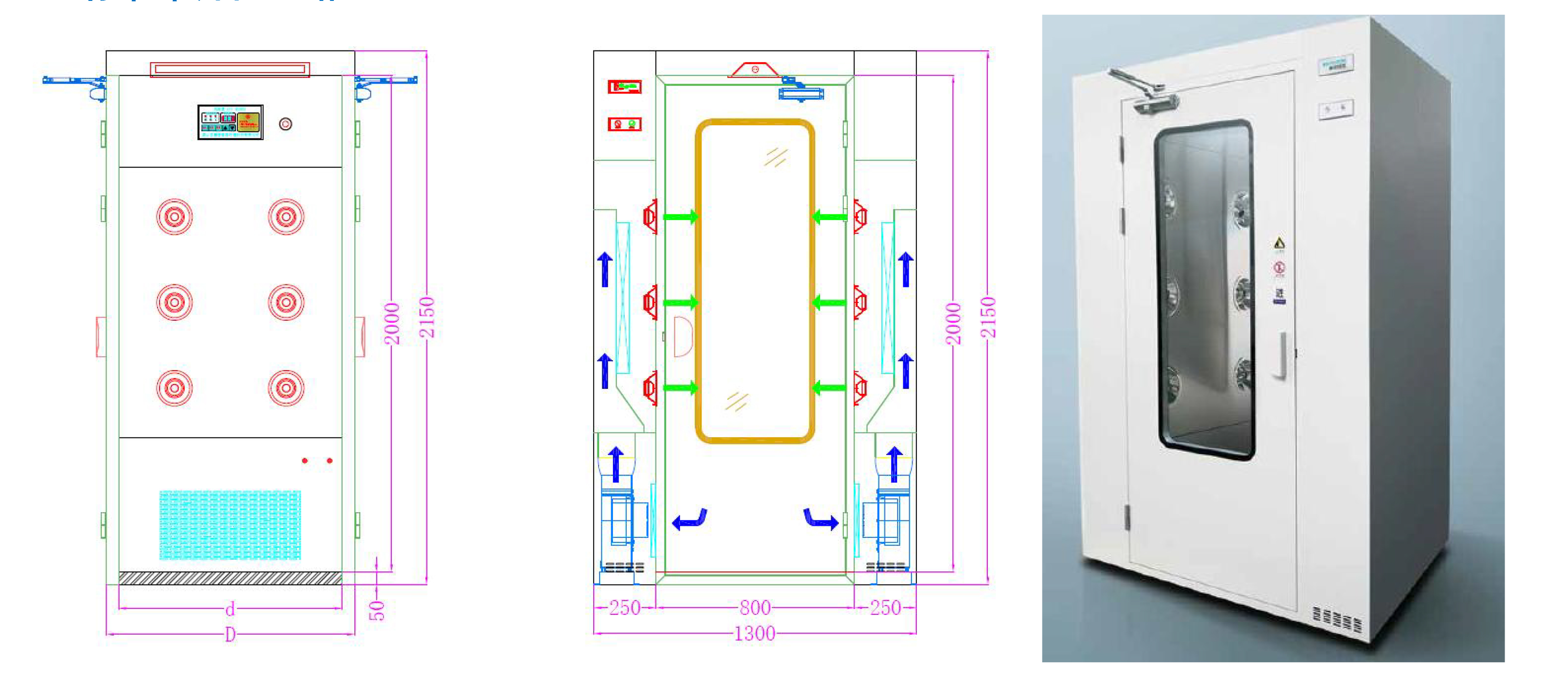 Swing Door Stainless Steel Air Shower Factory Price